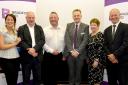 BID TEAM: Left to right, Diana Greenwood of Visit Bradford, Dave West of Little Germany Action, city centre manager Jonny Noble, Broadway manager Ian Ward, Sandy Needham of the West and North Yorkshire Chamber of Commerce and Trevor Higgins of Bradford