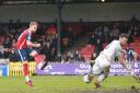 TOUGH NUT TO CRACK: Attacker Louis Almond, pictured in action for York City last season, has joined a Chorley team that boasted National League North’s second-best defensive record last season