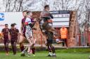 Bulls celebrate a try in their hard-earned win at Batley  Picture: Tom Pearson