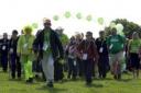 The Shipley Stride gets under way as fundraising walkers step out yesterday