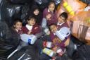 Part of the Crew: Seven-year-old pupils at Westbourne Primary School, from left, Haseeb Naheem, Hadiqa Munsif, Sana Akhtar, Umme-Sulaim Rahman, Luqman Hussain and Nofil Khan