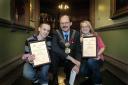 Pictured with Coun Middleton are award winners Matthew Brook and Liz Goldsbrough