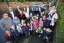 Some of the parents and pupils before they staged a convoy protest yesterday in Birkenshaw