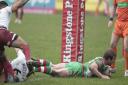 Josh Lynam touches down for a try. Pictures: Charlie Perry