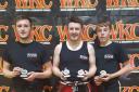 Bradford-based Fusion Martial Arts Centre, with their medals from the World Kickboxing Council's European Championships in Manchester. From left, Ste Grimshaw, Richard O'Flynn and Kieron Greenwood