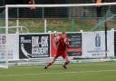 Kieran Flavell makes a save during Avenue's 1-1 draw at home to Ashton United in February.