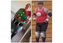 Danielle, left, after shedding weight. Right, taking part in a roller derby on her weight loss journey