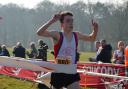 Alex Thompson crosses the line to win at the U15 National Cross-Country Championships last year Picture: Dave Woodhead