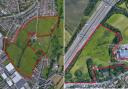 The two sites in Cleckheaton where developers want to build almost 400 homes. Picture: Google Maps