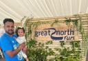 Emon Choudhury with his daughter after completing the Great North Run