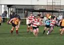Cleckheaton RUFC in action (red and white). Pic via: club website