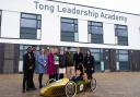 Vaughan Curnow at Greenpower Education Trust, fourth right, with staff and students from Tong Leadership Academy