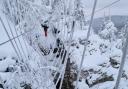 Pyhäkuru Adventure Park has ziplines and rope bridges across a frozen canyon and waterfall. Images: Paul Wojnicki