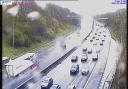 Traffic on the westbound carriageway of the M62, near junction 27 (Gildersome)