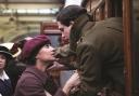 Alicia Vickander and Kit Harrington in a scene – filmed at Keighley Railway Station – from Testament of Youth
