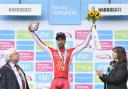 Cofidis's Nacer Bouhanni celebrates winning stage two of the Tour de Yorkshire