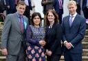 Baroness Sayeeda Warsi, second left, with Conservative candidates, from left, Mark Trafford, Tanya Graham and George Grant
