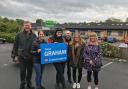 Conservative candidates Kris Hopkins and Tanya Graham with supporters in Wyke