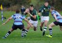 Ben Brown (green) was great behind the boot for Old Grovians against Wetherby