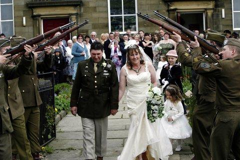Brian Leathley and Andrea Earnshaw were married in a GI-style wedding during the Haworth 1940s Weekend.