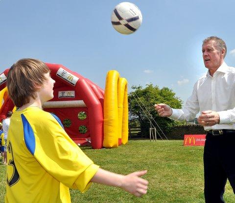 Shelf welcomed a national footballing legend to the village. 
Sir Geoff Hurst, the man whose dramatic hat-trick clinched England its one and only World Cup trophy at Wembley in 1966, was offering tips to the next generation of wannabe superstars.