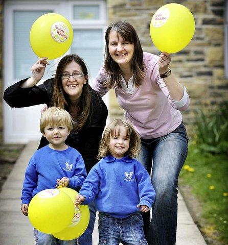 Up to 50 youngsters and their parents have taken part in Wilsden’s second annual Toddle Waddle to raise money for children with meningitis. 
They followed a trail of 40 balloons around the village, starting and finishing at the Village Hall.