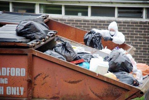 Police search for missing women in bins at Laistridge Lane halls of residence. Picture sent in by reader Craig Johnstone.