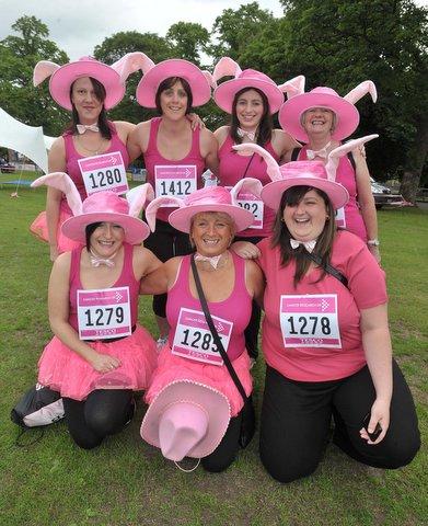 The RBS Bank bunnies ready themselves for the off.