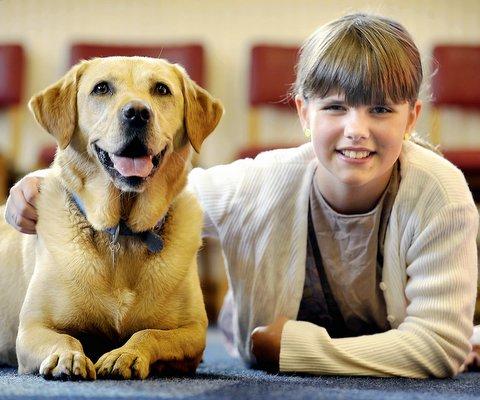Poppy the labrador is becoming quite a thespian. 
The talented pooch, pictured with Charlotte Williams, who plays Annie, has landed the role of Annie’s dog, Sandy, in Debut Theatre School’s production of popular family musical Annie. 
