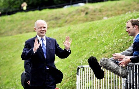 Foreign Secretary William Hague arrives for the meeting.