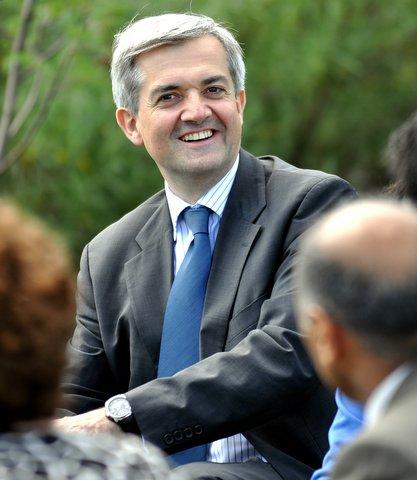 Chris Huhne, Secretary of State for Energy and Climate Change, visiting Thornbury Primary School following the Cabinet meeting in Bradford.