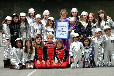 School leavers dressed up as space explorers and androids to teach their peers about accepting people’s differences. 
Wycliffe Primary School’s production, called ‘The First Kids in Space’, told the story of space cadets who land on another plane