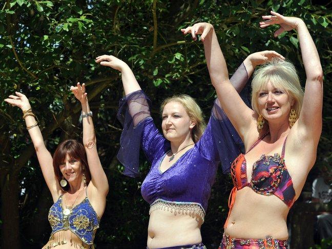 Bellydancers joined fundraisers at Manorlands Hospice in Oxenhope, near Keighley, for their annual garden party. 
The event was football-themed to coincide with last night’s World Cup final and raised thousands of pounds for Sue Ryder Care. 
