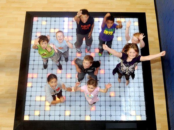 Youngsters are trying their hand at keeping fit using new interactive technology at Richard Dunn Sports Centre. 
The iZone provides equipment designed to help children exercise while they play. 
The equipment includes an interactive dance floor.