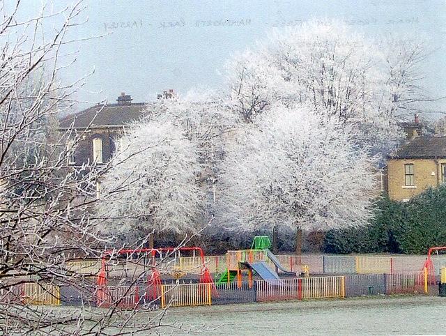 Winter playground, taken by D M Holt, of Parkside Road, Farsley, Pudsey
