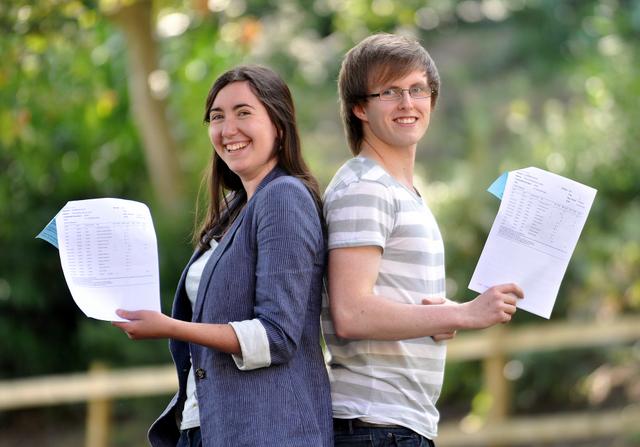 Samantha Love and Tom Leach collected their A Level results at Bingley Grammar School