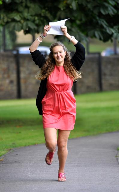 Natasha Brayshaw celebrates her A-level results at Bradford Grammar School
