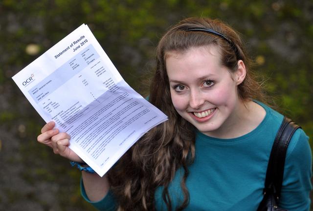 Beckfoot school A-level student Josie Price is pleased with her four A* grades