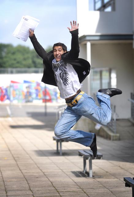 Sermed Mezher celebrates his A-level Results at Challenge College.