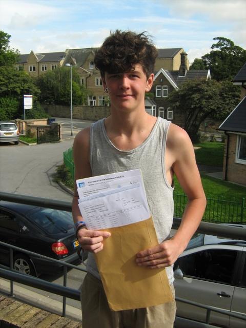 Tom Armstead picks up his A-level results at the Greenhead/Holy Family associated sixth form, Keighley