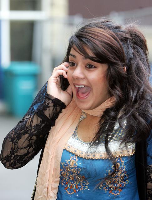 Aireville School pupil Iran Ali phones her parents to pass on the good news