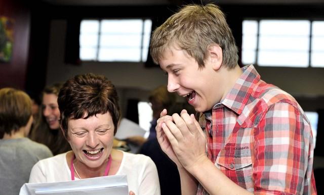 Alex Homer reacts to his exam reaults at Beckfoot School