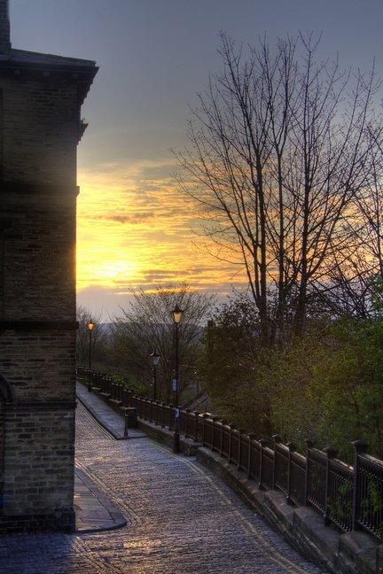 Sunset over Saltaire, taken by Tom Balaam, of Fernhill Avenue, Shipley.