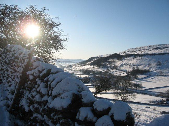 A snowy scene between Kettlewell and Starbotton in Upper Wharfedale, taken by John Mason, of Bowman Avenue, Bradford.