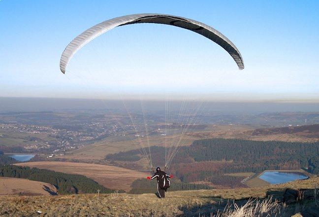 Paraglider on Holme Moss, Huddersfield, by Mike Lynch, of Huddersfield