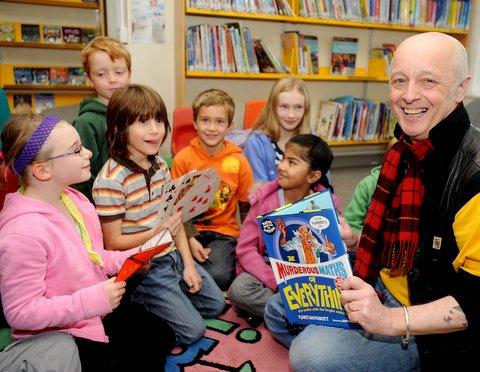 Families had their arithmetic skills challenged during a half-term maths show at Eccleshill Library. 
Author Kjartan Poskitt, who penned the book Murderous Maths, led one-hour sessions for children and signed copies of his books.
