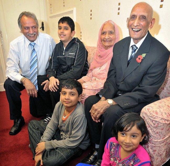 He might be 105 but Karam Chand is not too old for a party.
The great-grandfather marked his birthday today with friends and family at his home in Girlington, Bradford.