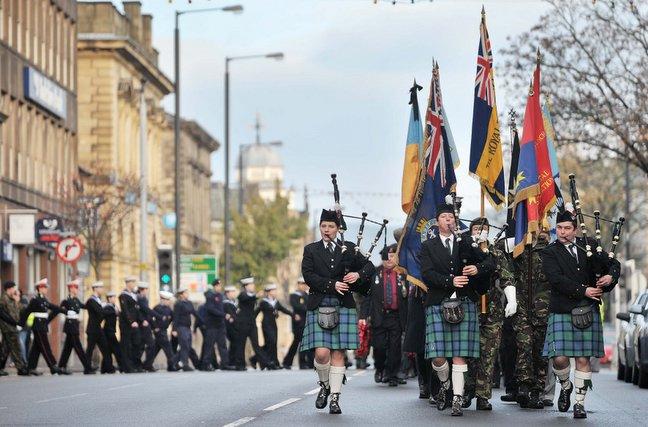 The Remembrance Day Parade at Keighley.