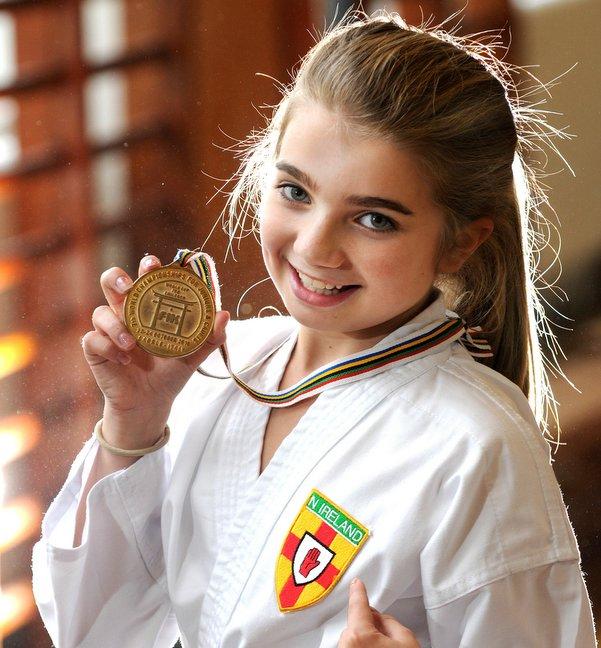 A 12-year-old Ilkley Grammar School pupil is on top of the world after winning a global title. 
Kate Dalzell triumphed in the recent World Karate Confederation World Cup in Caorle, Italy.
