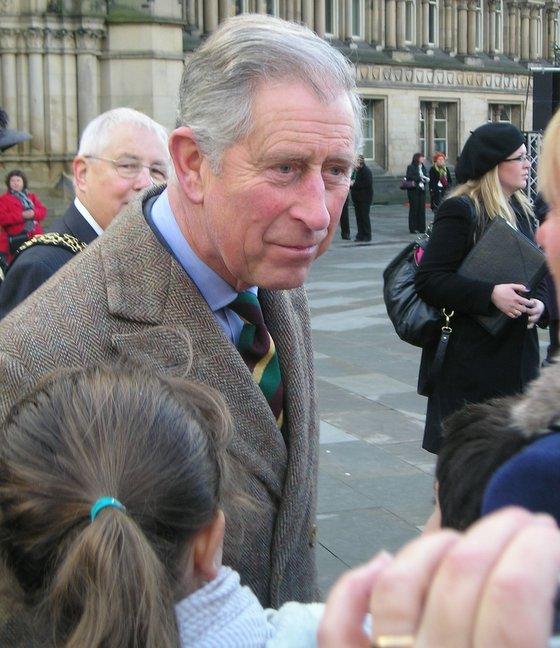 Prince Charles arrives at City Hall, Bradford.